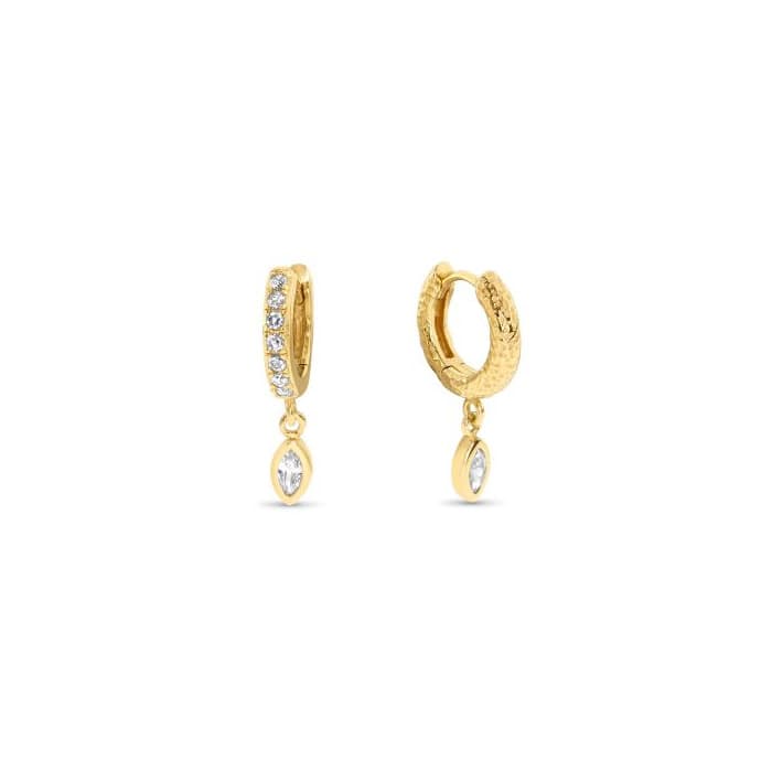 Product Safira 18k Gold Plated Amoureux Clear Hoops