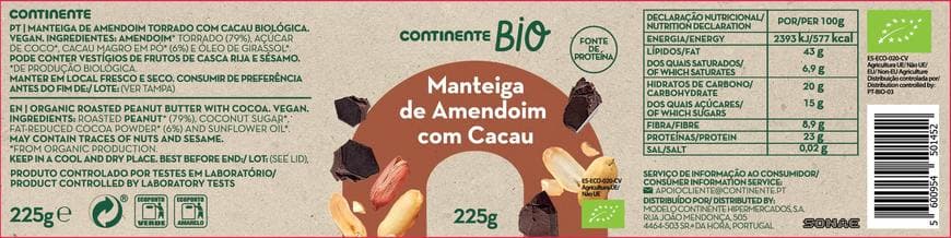 Product Manteiga de amendoim e cacau Bio