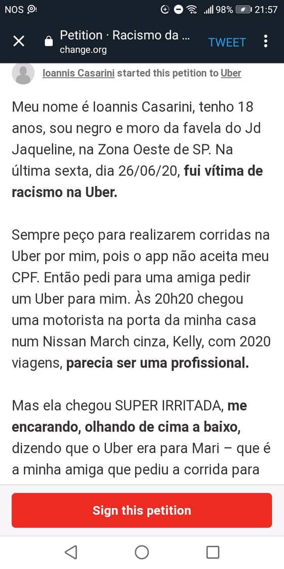 Moda Racismo na Uber Brasil 