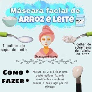 Moda Máscara facial de arroz e leite