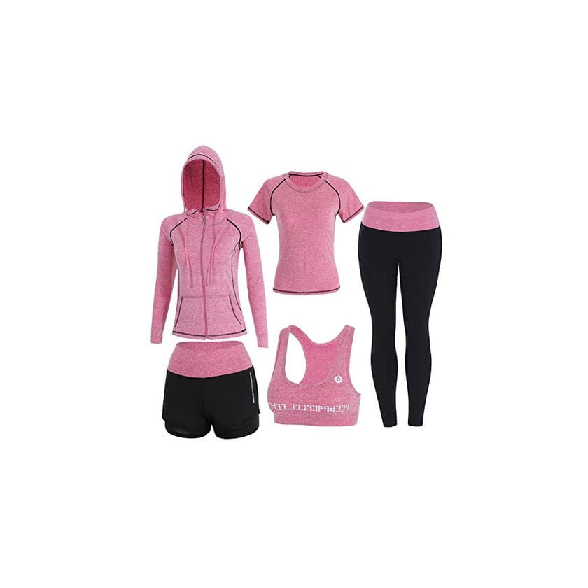 Product BOTRE 5 Piezas Conjuntos Deportivos para Mujer Chándales Ropa de Correr Yoga