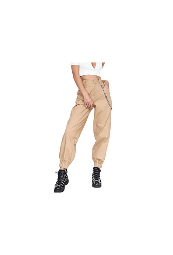 Fashion Yacun Mujer Casual Pantalones Cargo Pantalon Hip Hop Jogger con Cadena Danza