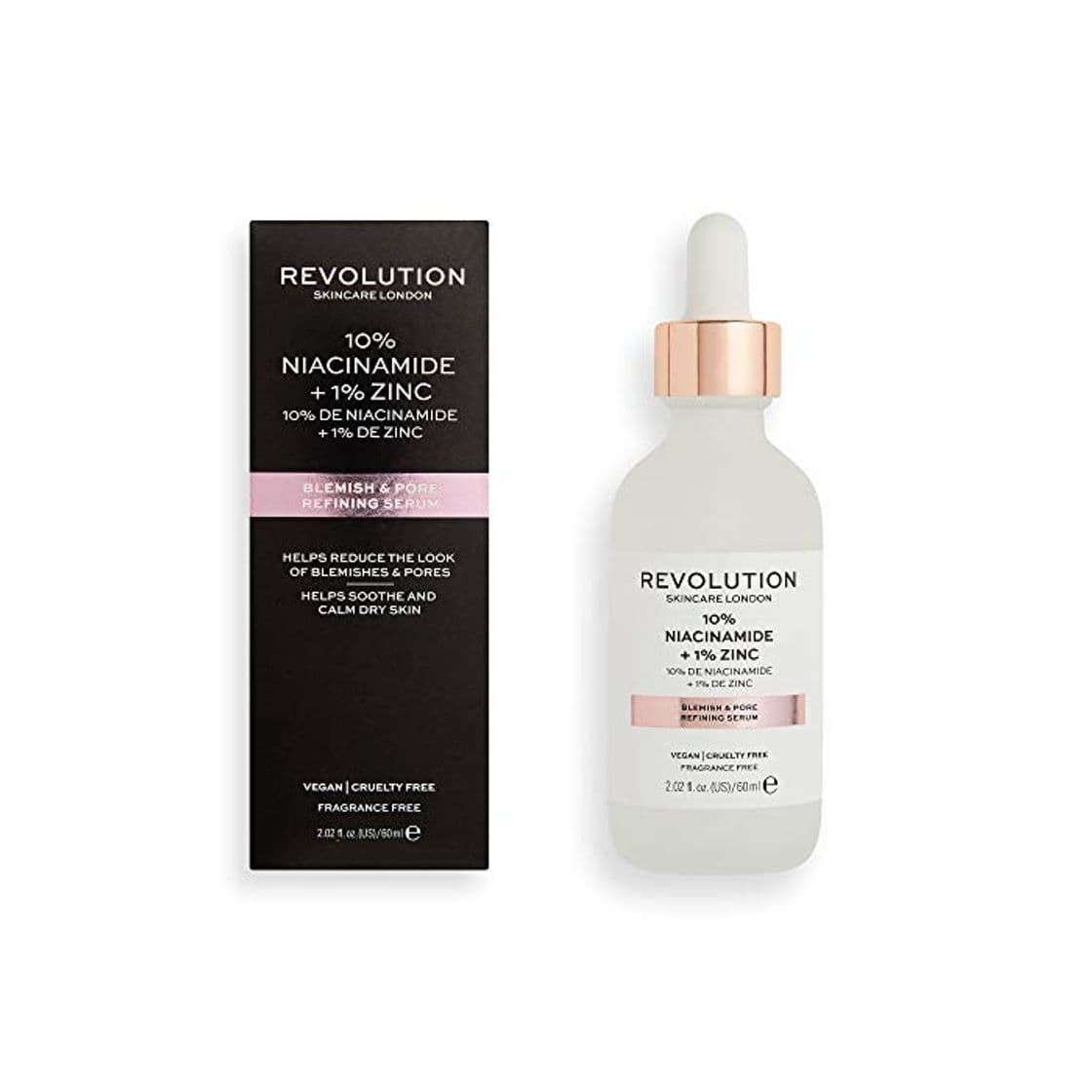 Producto Suero Revolution Skincare 10 % niacinamida 1% zinc manchas y poros de