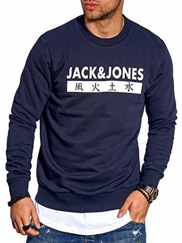 Fashion JACK & JONES - Sudadera para Hombre, Cuello Redondo, 4 Elementos