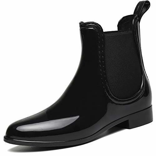 Fashion SAGUARO® Mujer Botas de Lluvia Festival Botas de Agua Muy Ligera Negro