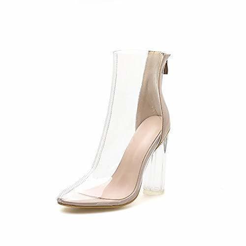 Moda SMILINGGIRL Botas Para Mujer Botines Transparentes Estilo Europeo Y Americano TacÓN Alto