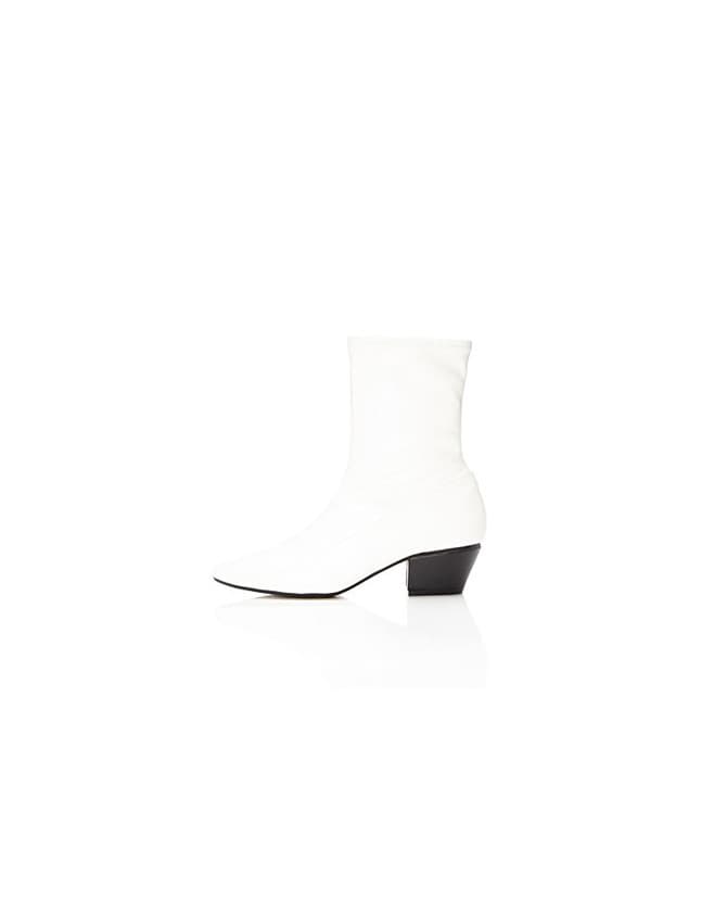 Fashion FIND Botas de Puntera Para Mujer, Blanco