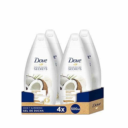 Beauty Dove Gel De Ducha Coco y Almendras - 4 Paquetes de 500