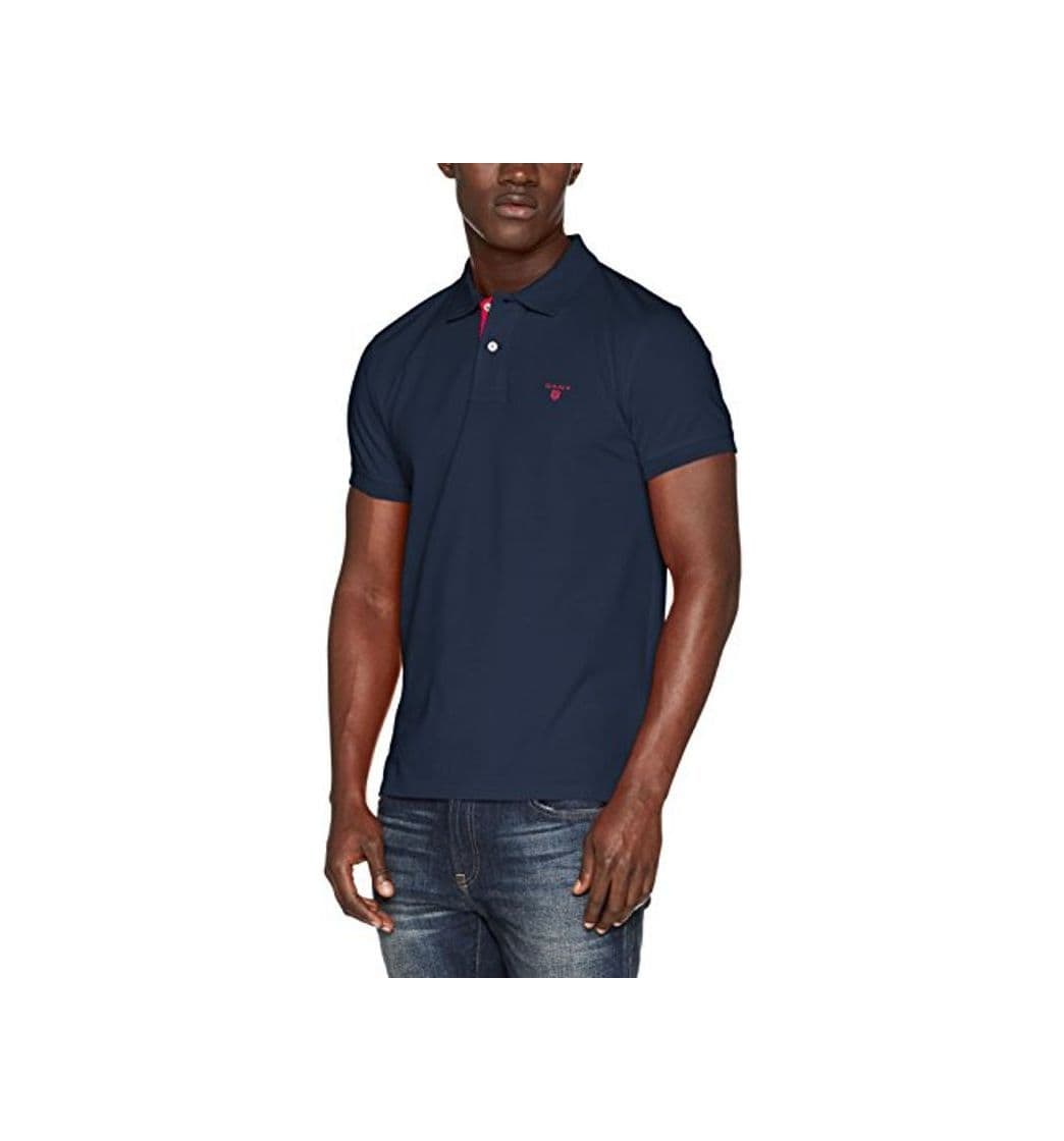 Product Gant Contrast Color Pique - Polo con manga corta para hombre, Azul