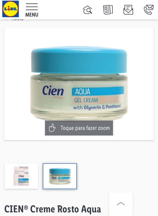 Producto CIEN® Creme Rosto Aqua