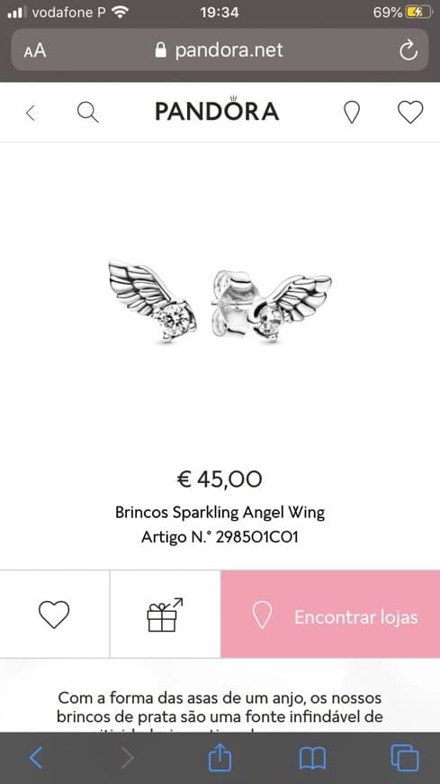 Producto Brincos Pandora asas de anjo