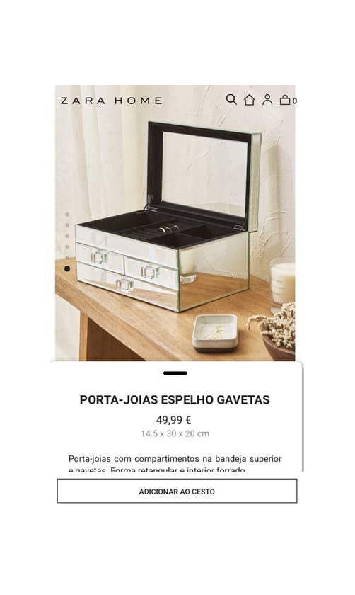 Producto Porta jóias de espelhos