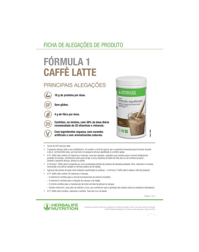 Producto Pequeno almoço Herbalife Nutrition 