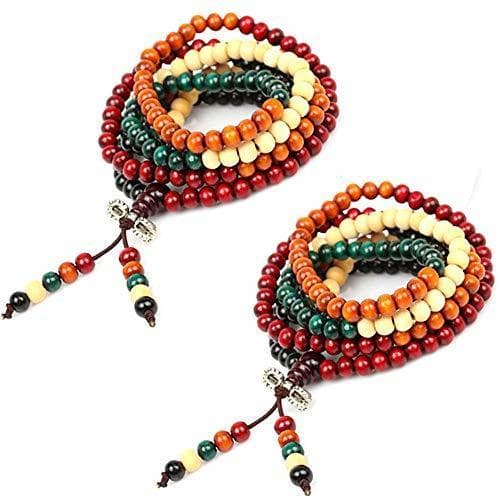 Fashion Hantier 2 Pack 8mm Tibetano 108 Cuentas Buda Budista Collar Pulsera