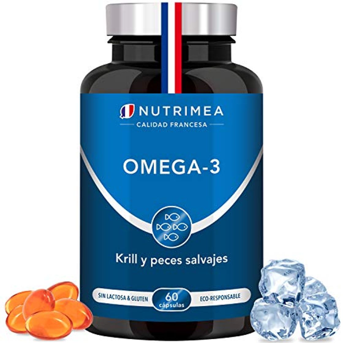 Product Omega 3 Aceite de Pescado Krill 1000 mg 4 Veces Potente DHA EPA Acidos Grasos Omega3 Capsulas Antioxidante Corazón Reduce Colesterol Azucar en Sangre Fish Oil Complemento Alimenticio Premium