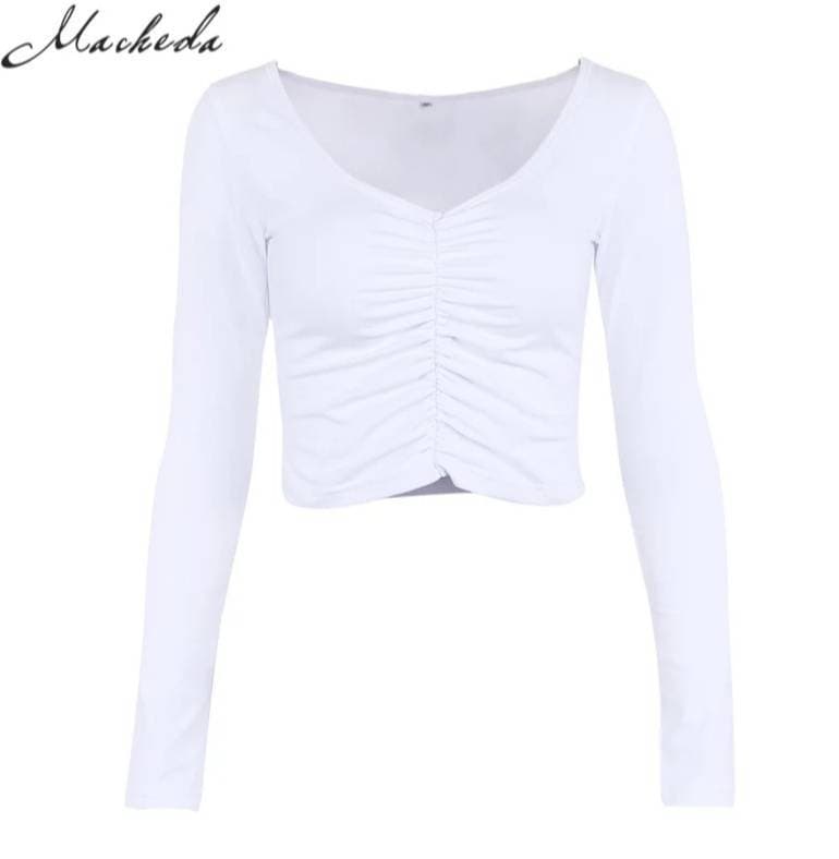 Fashion BLUSA DE  ALGODÃO BRANCO COM DECOTE EM V