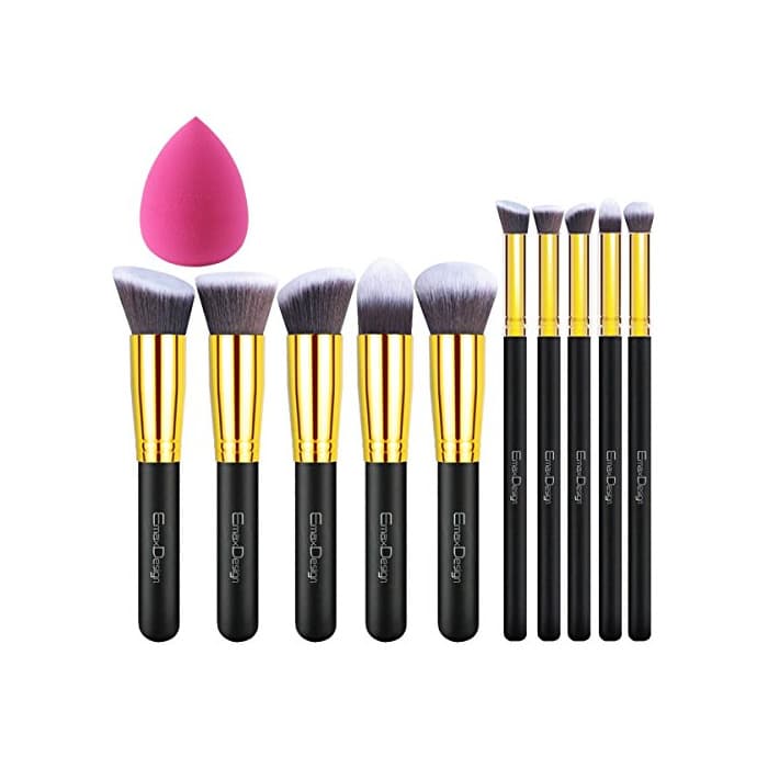 Beauty EmaxDesign - Juego de brochas de maquillaje kabuki de fibra sintética para