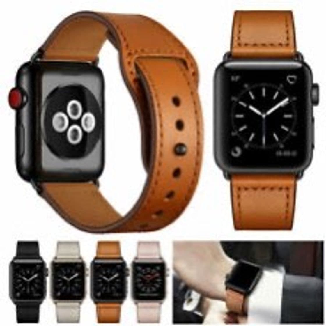 Moda Pulseira De Couro Genuíno Para Apple Watch Series 5 4 3 2 1 