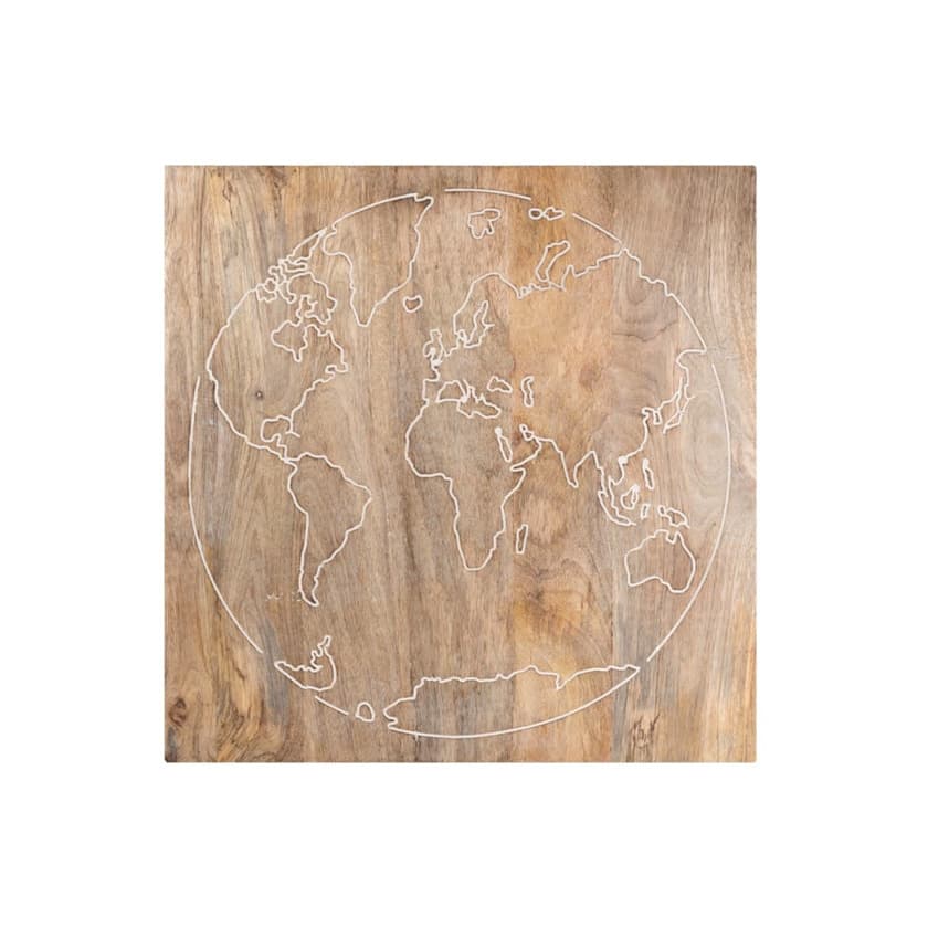 Producto Printed World Map Mango Wood Wall Art 60x60