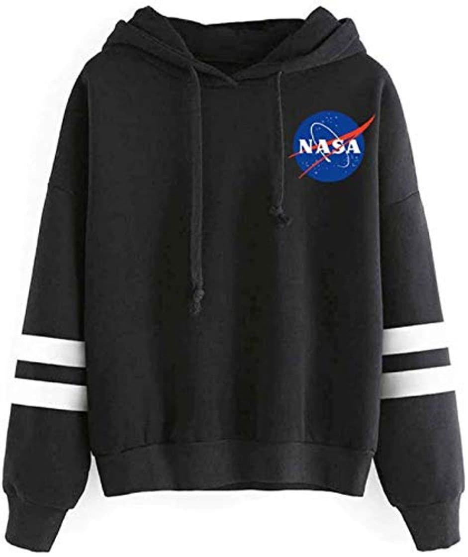 Moda EMILYLE Mujer NASA Aeronautico Sudadera Deportiva Casual Manga Larga. L