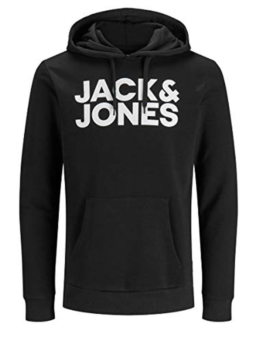 Moda JACK & JONES Jjecorp Logo Sweat Hood Noos Capucha, Negro