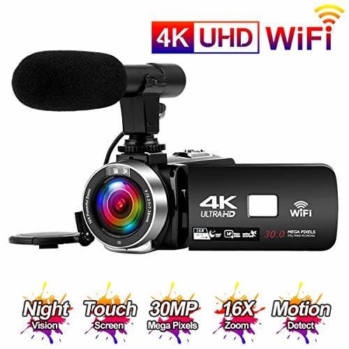 Lugar Videocamara 4K 24FPS Cámara de Video 30MP WiFi Videocamara Vlogging con Pantalla