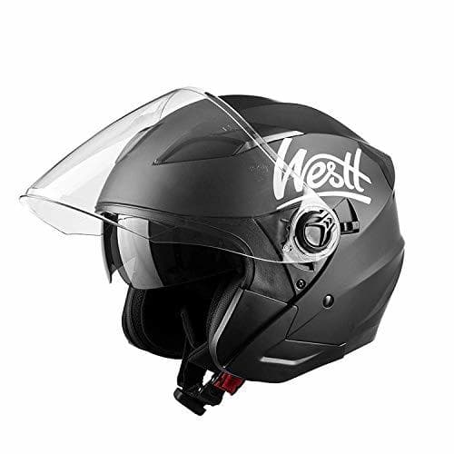 Product Westt Jet Casco de Moto Abierto Negro Mate con Doble Visera