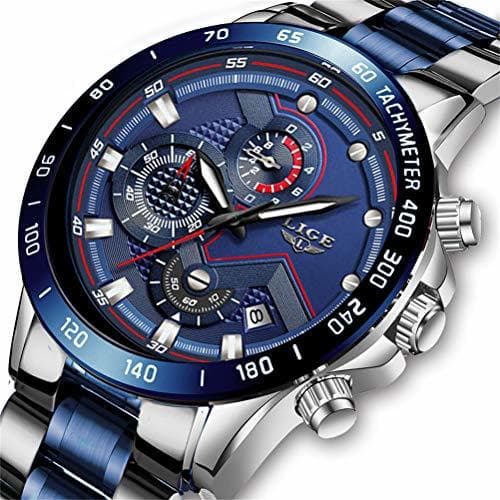 Lugar LIGE Relojes para Hombre Moda Cuarzo Analógico Deporte Impermeable Reloj De Acero