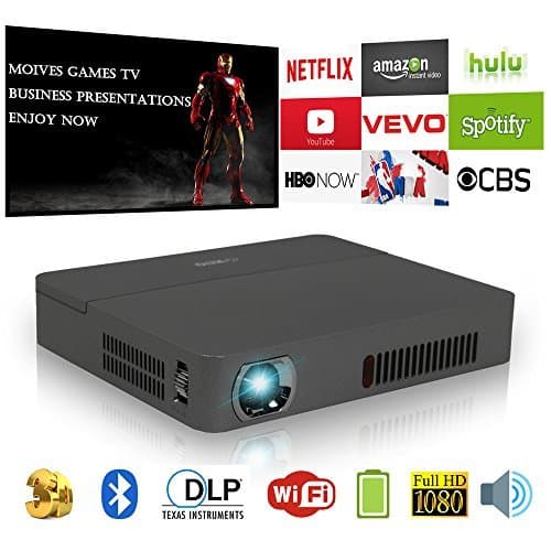 Lugar Mini Portátil Proyector inalámbrico Bluetooth 3D DLP HD HDMI 1080P Película Pico