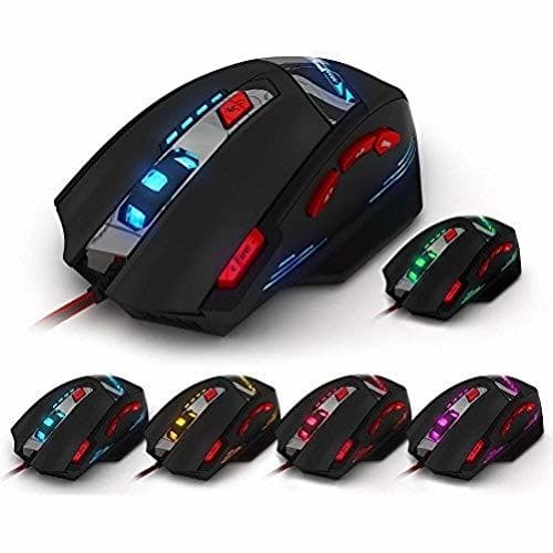 Electronic [Versión Actualizada] Ratón Gaming Óptico KingTop Ratón Profesional LED Botón USB Alámbrico