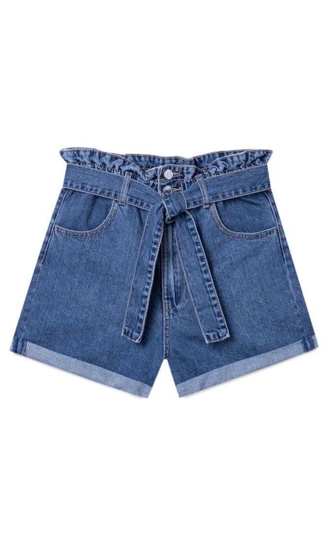 Moda Calções denim baggy