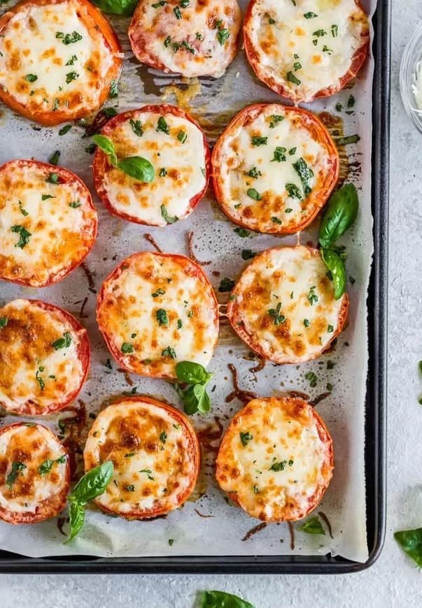 Moda Baked Tomatoes with Mozzarella and Parmesan 