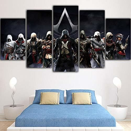 Product 5Pieces Game Posters Assassins Creed Painting Black Canvas Art Wall Pictures For