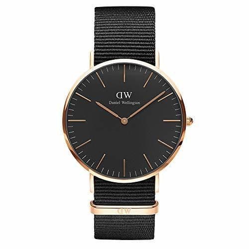 Fashion Daniel Wellington DW00100148 - Relojes en acero inoxidable con correa de nylon Unisex, color negro / gris