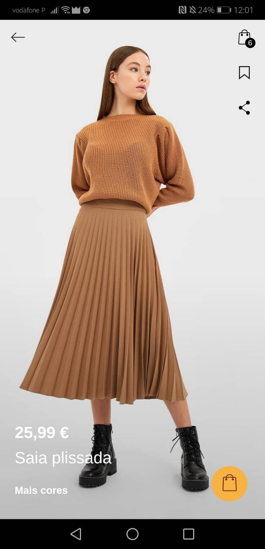 Fashion Saia midi camel