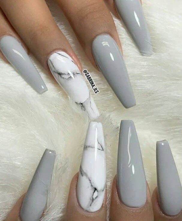 Fashion Grey and marble nails