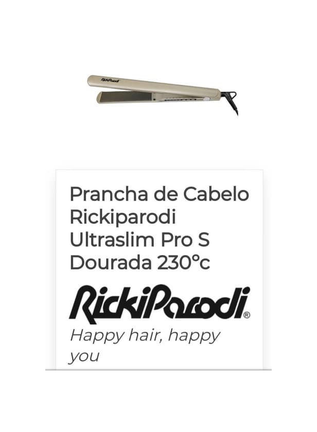 Product Prancha de Cabelo Rickiparodi Ultraslim Pro S Dourada 230ºc
