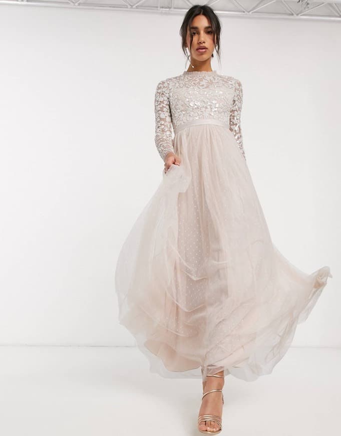 Product Needle & Thread Embellished maxi dress in tulle and blush 