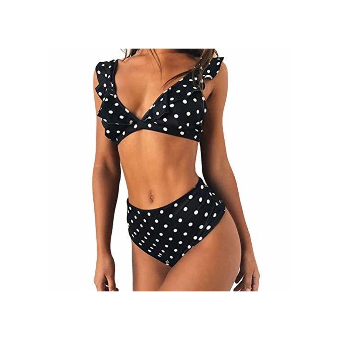 Fashion JFan Mujer Traje de Baño Bikini Punto de Onda Ruffle Conjunto de