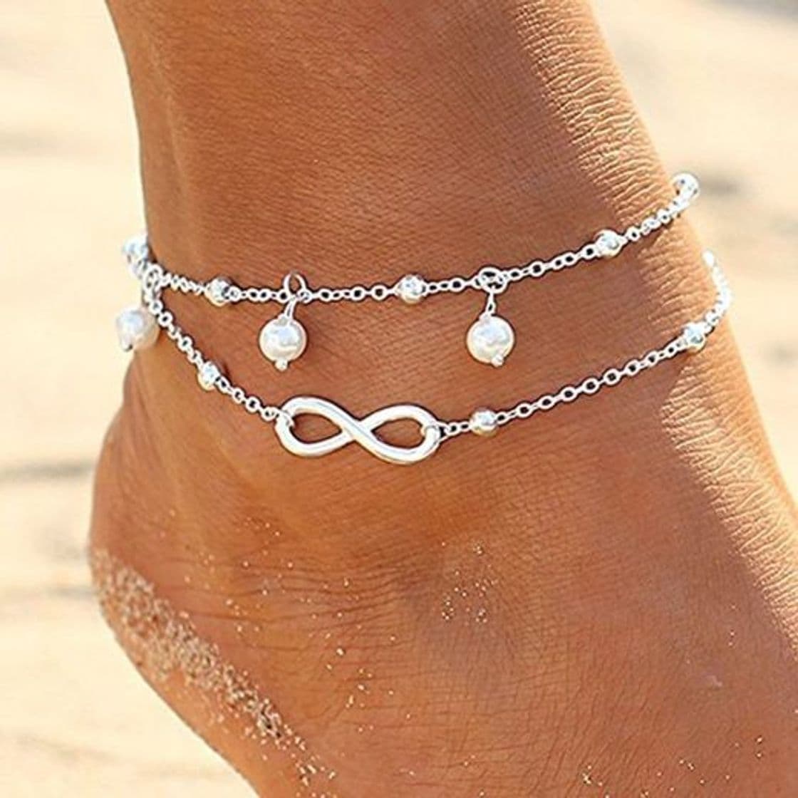 Belleza Pulsera de tobillo para mujer de Quanjucheer, para verano, playa, tobillera, Aleación,