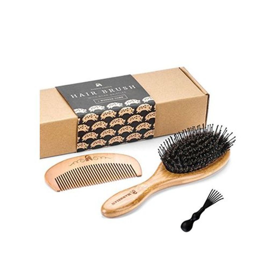 Product Cepillo para el pelo de bambú y cerdas de jabalí con alfileres