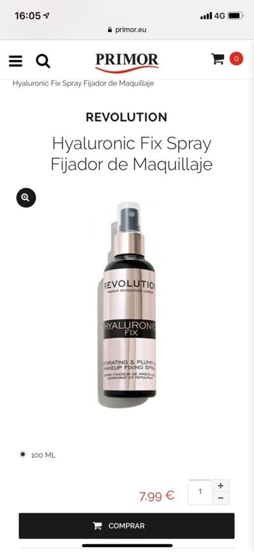 Producto Hyaluronic Fix Spray Fijador de Maquillaje Revolution precio