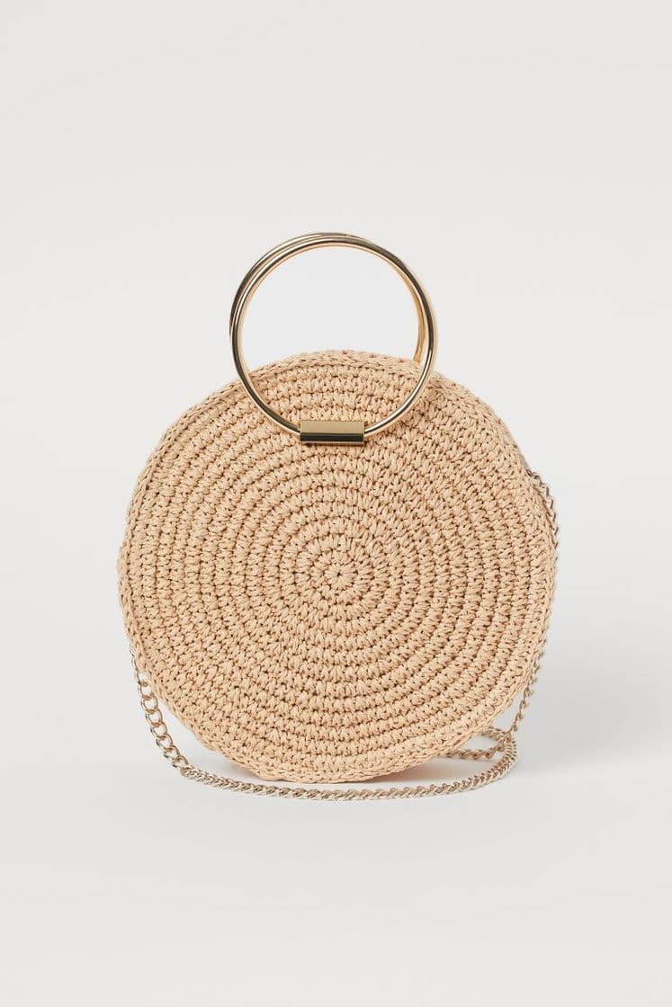 Producto Round straw shoulder bag