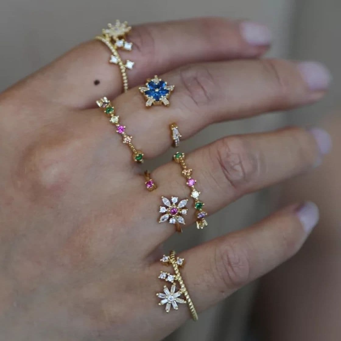 Producto Anillos bohemios de flores 18k