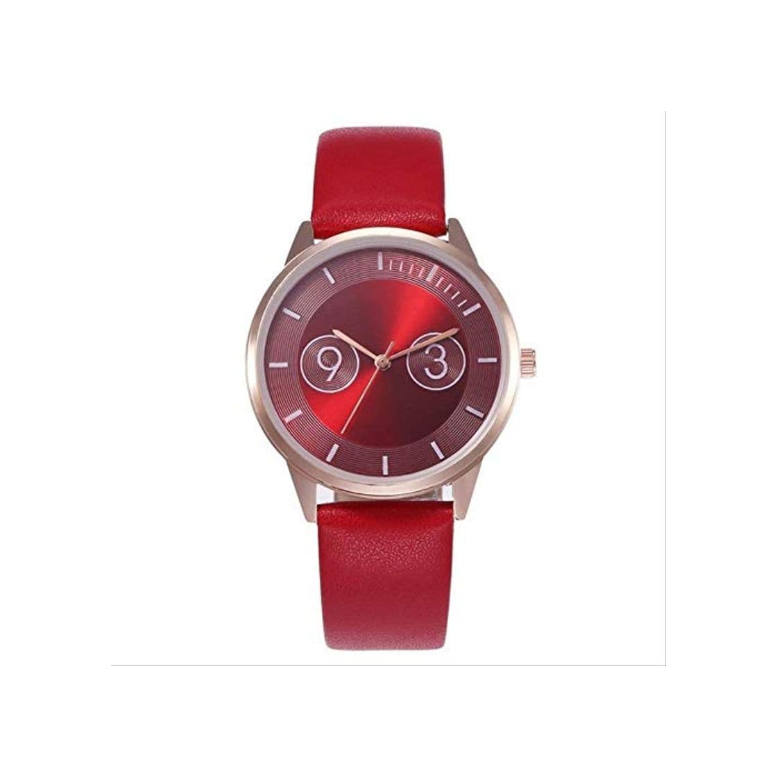 Producto WLKVUOT Relojes De Cuarzo para Mujer Relojes De Pulsera De Cuarzo con Banda De Cuero De Moda Reloj De Pulsera Casual para Mujer Rojo