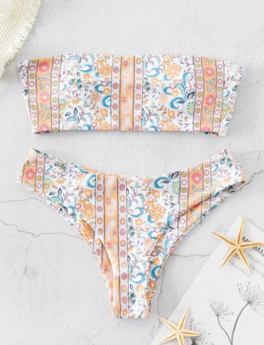 Product Ditsy Print Padded Bandeau Bikini