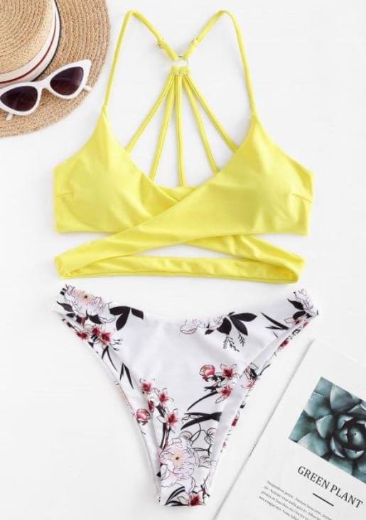 Product Floral Strappy Wrap Bikini Swimsuit