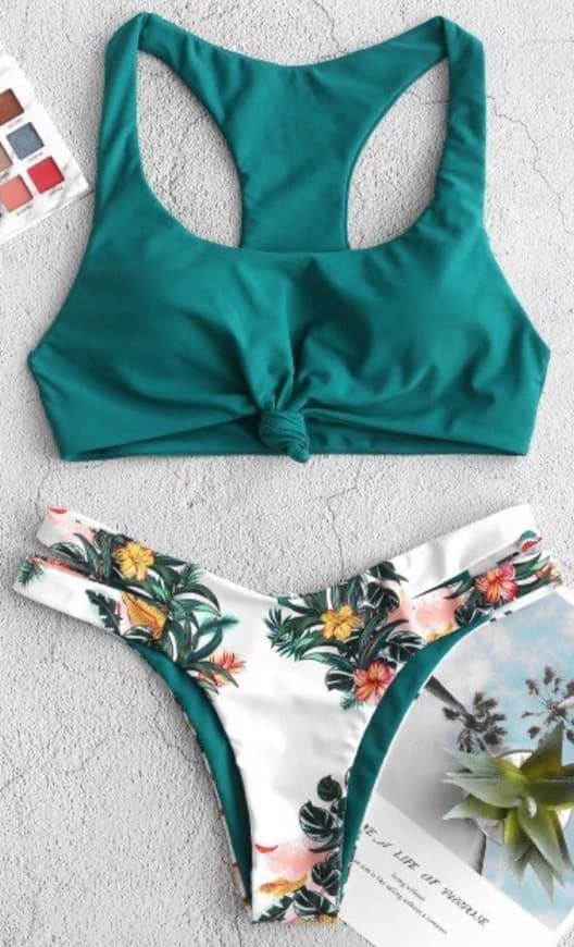 Product Plant Print Knot Racerback Bikini