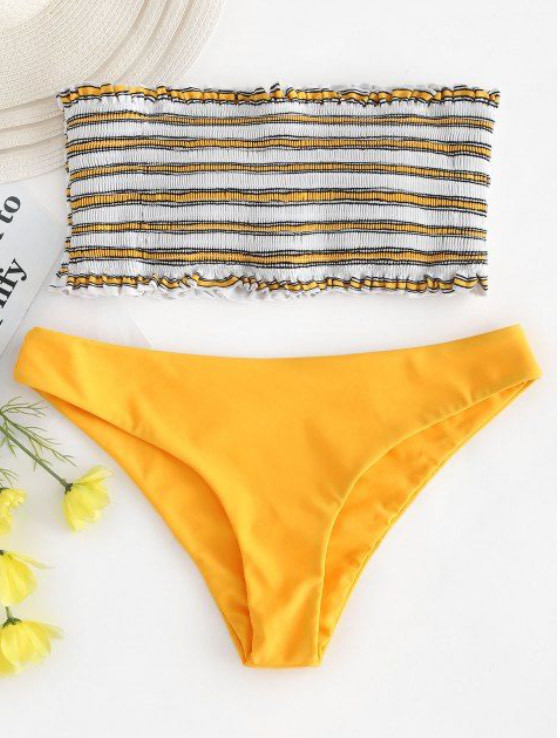 Product Stripe Smocked Bandeau Bikini