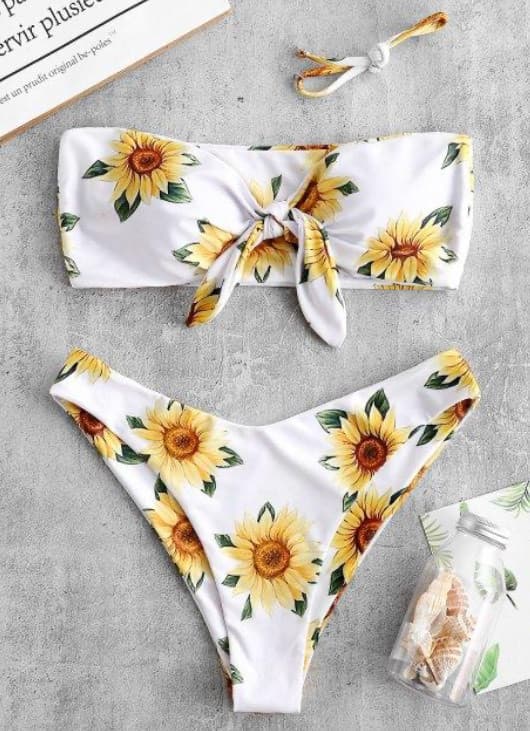 Product Knot Sunflower Print Bikini 